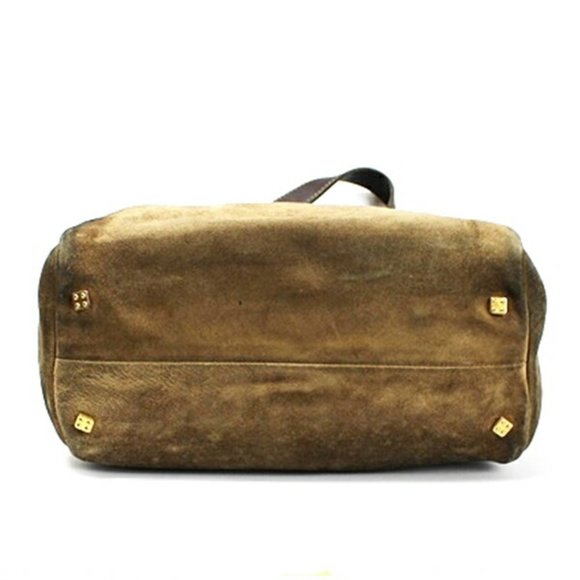 LOEWE Anagram Amazona 28 Handbag Boston Bag Suede x Leather Beige Dark Brown ... - Picture 4 of 12